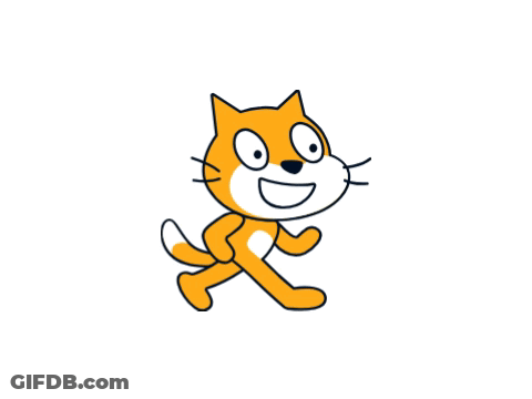A Cartoon Cat Is Running With A Smile On Its Face GIF