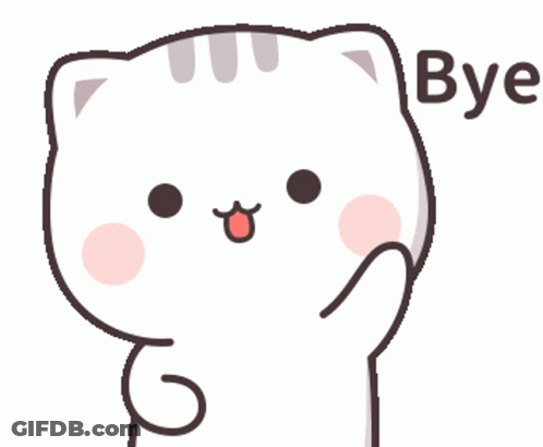 A Cartoon Cat Is Saying " Bye " With Its Tongue Out GIF