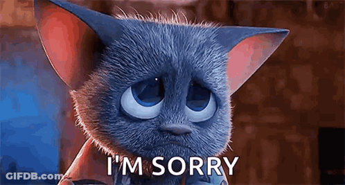 A Cartoon Cat Is Saying `` I 'M Sorry '' With A Sad Look On Its Face . GIF