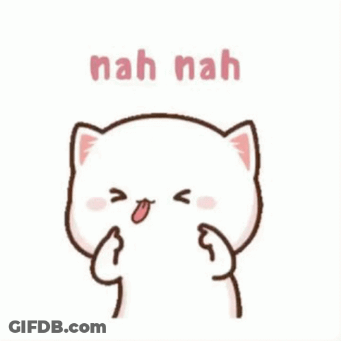 A Cartoon Cat Is Saying Nah Nah In A Pink Speech Bubble . GIF