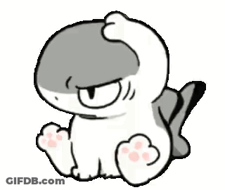 A Cartoon Cat Is Scratching Its Head While Sitting Down On A White Background . GIF