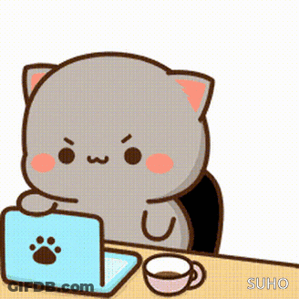Cartoon Cat Using Laptop At Desk GIF