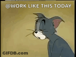 A Cartoon Cat Is Sitting Down With His Eyes Closed And The Words `` Work Like This Today '' Written Above Him . GIF