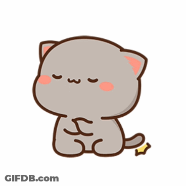 A Cartoon Cat Is Sitting Down With Its Eyes Closed And A Star In The Background . GIF
