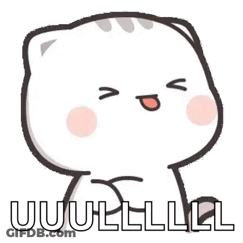 A Cartoon Cat Is Sitting Down With Its Eyes Closed And The Word Uul Written On It . GIF