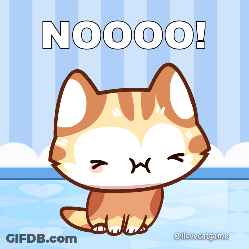 A Cartoon Cat Is Sitting In A Bathtub With The Words " Noooo " Written Above It GIF