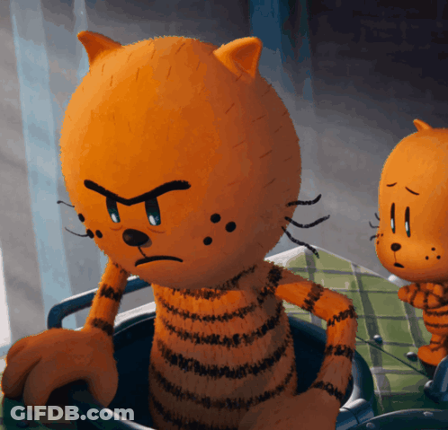 A Cartoon Cat Is Sitting In A Bucket With An Angry Look On His Face GIF