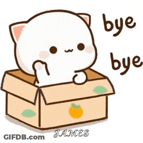 A Cartoon Cat Is Sitting In A Cardboard Box . GIF