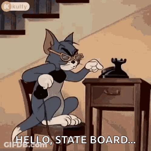 A Cartoon Cat Is Sitting In A Chair Talking On A Phone . GIF