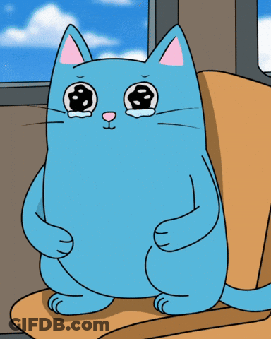 A Cartoon Cat Is Sitting In A Chair With Tears In Its Eyes GIF