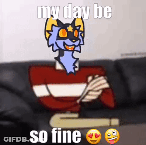 A Cartoon Cat Is Sitting On A Couch Holding A Pen And A Book And Says `` My Day Be So Fine '' . GIF
