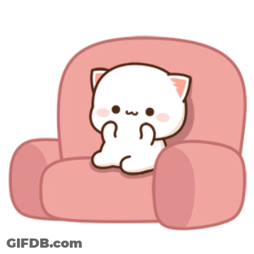 A Cartoon Cat Is Sitting On A Pink Chair Eating A Star GIF