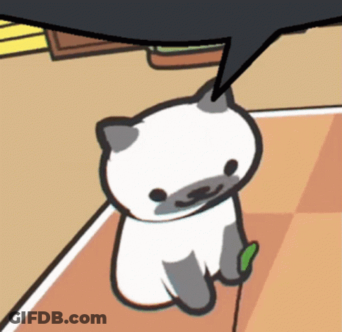 A Cartoon Cat Is Sitting On The Floor With A Speech Bubble Above It GIF