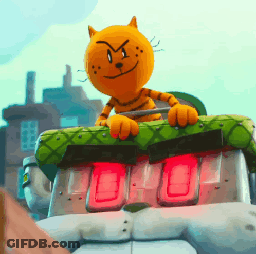 A Cartoon Cat Is Sitting On Top Of A Digital Clock That Says 0:00 GIF