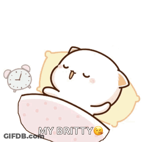 A Cartoon Cat Is Sleeping In A Bed With An Alarm Clock Behind It GIF