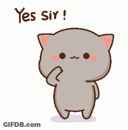 A Cartoon Cat Is Standing And Says Yes Sir ! GIF