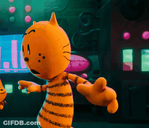 A Cartoon Cat Is Standing In Front Of A Screen That Says J.l.l. GIF