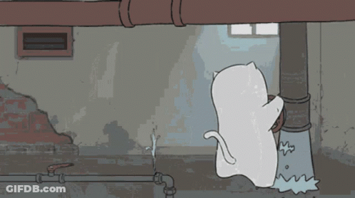 A Cartoon Cat Is Standing Next To A Pipe GIF