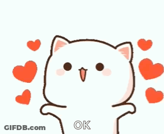 A Cartoon Cat Is Surrounded By Hearts And Says Ok . GIF