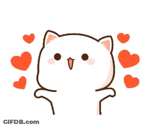 A Cartoon Cat Is Surrounded By Red Hearts And Is In Love . GIF