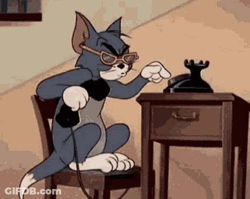 A Cartoon Cat Is Talking On A Telephone While Wearing Sunglasses GIF