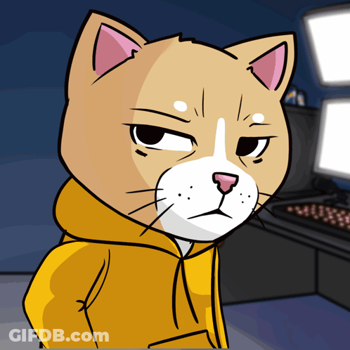 A Cartoon Cat Is Wearing A Yellow Hoodie And Looking Angry GIF