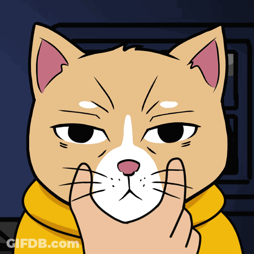 A Cartoon Cat Is Wearing A Yellow Hoodie And Making A Funny Face GIF