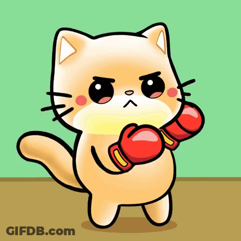 A Cartoon Cat Is Wearing Red Boxing Gloves And Has An Angry Look On His Face GIF