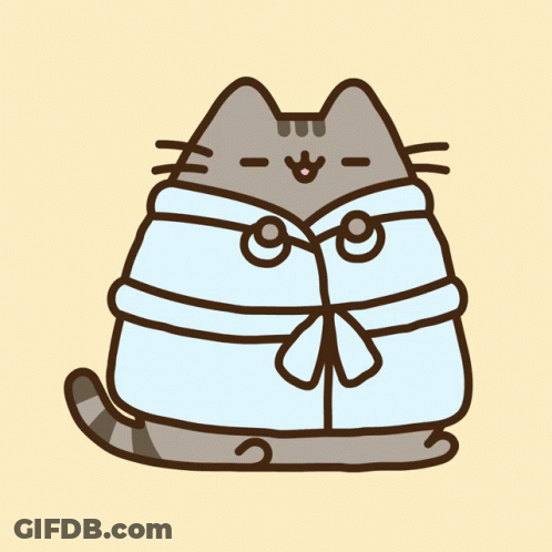 Cartoon Cat Wrapped In Bathrobe Smiling GIF