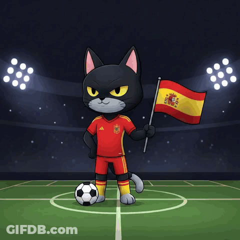 A Cartoon Cat Kicking A Soccer Ball In Front Of A Goal Sign GIF