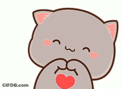 A Cartoon Cat Making A Heart Shape With Its Paws GIF