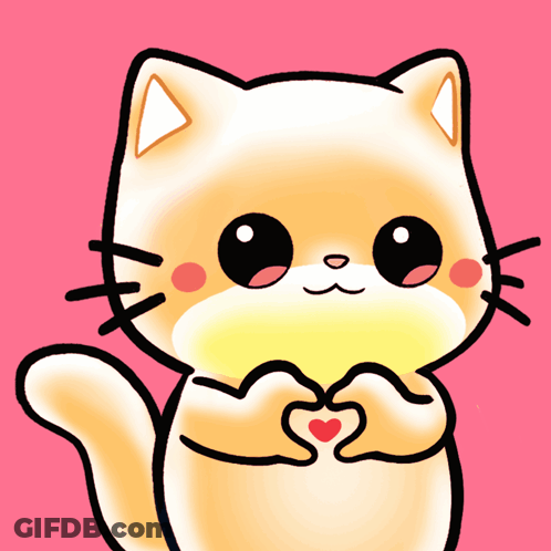 A Cartoon Cat Making A Heart With Its Hands GIF
