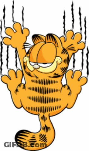 A Cartoon Cat Named Garfield Is Scratching A Wall GIF
