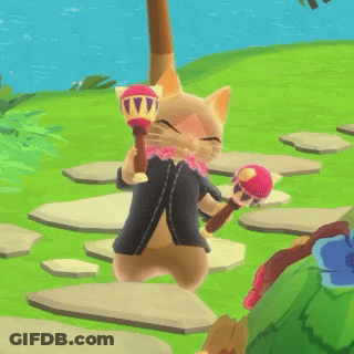 A Cartoon Cat Playing A Musical Instrument In A Game GIF