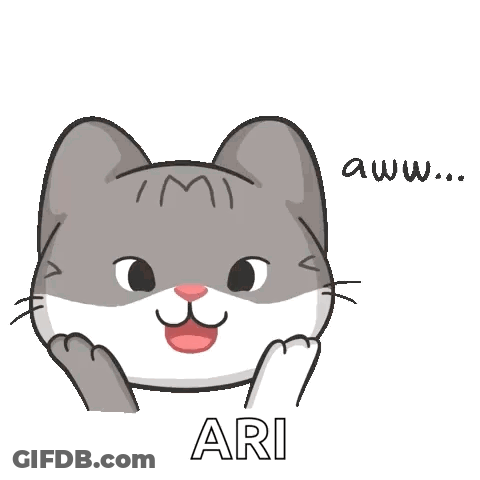 A Cartoon Cat Says Aww ... Thank You Ari GIF