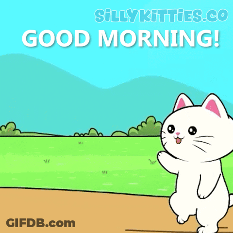 A Cartoon Cat Says Good Morning With Sillykitties.co GIF