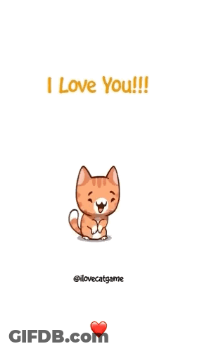 A Cartoon Cat Says I Love You !!! GIF