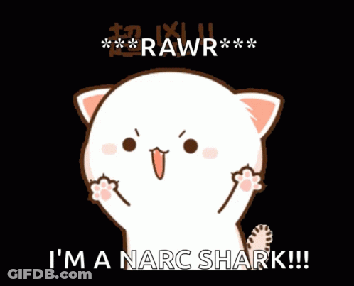 A Cartoon Cat Says I 'M A Narc Shark GIF
