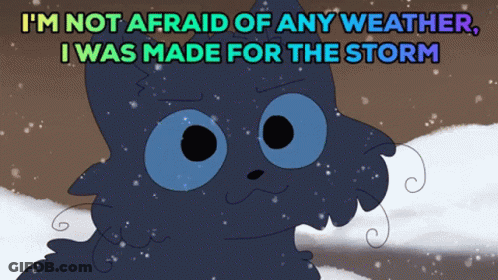 A Cartoon Cat Says I 'M Not Afraid Of Any Weather GIF