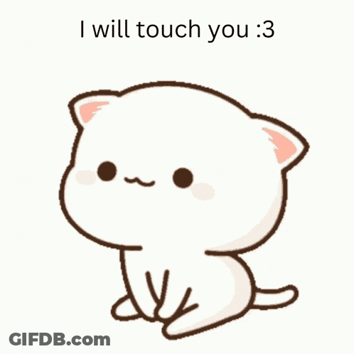 A Cartoon Cat Says I Will Touch You GIF