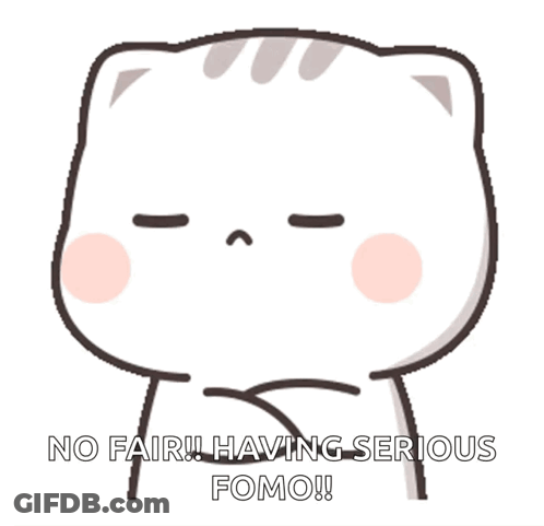A Cartoon Cat Says No Fair Having Serious Fomo .. GIF