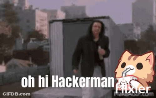 A Cartoon Cat Says Oh Hi Hackerman GIF