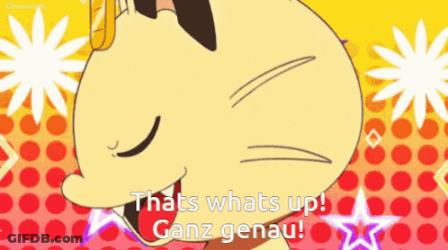 A Cartoon Cat Says That 'S Whats Up Ganz Genau GIF