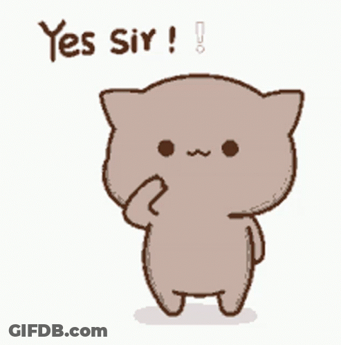 A Cartoon Cat Says Yes Sir While Standing On One Leg GIF