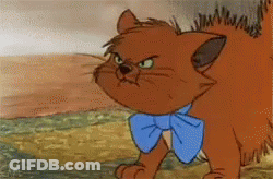 A Cartoon Cat Wearing A Blue Bow Tie Has An Angry Look On Its Face GIF