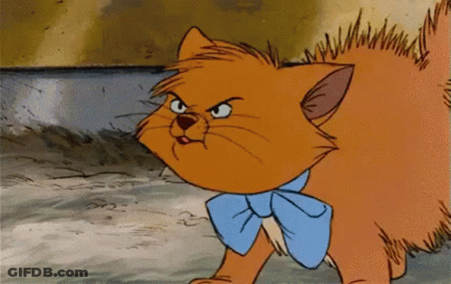 A Cartoon Cat Wearing A Blue Bow Tie Is Looking Angry GIF