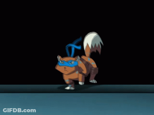 A Cartoon Cat Wearing A Mask And A Turtle Costume GIF