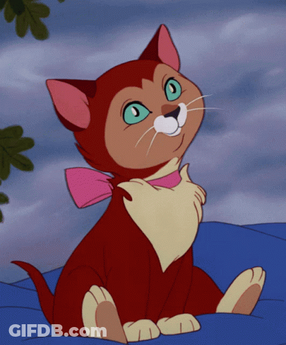 A Cartoon Cat Wearing A Pink Bow Around Its Neck GIF