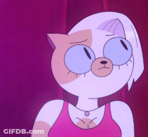 Cartoon Cat In Pink Tank Top And Necklace GIF