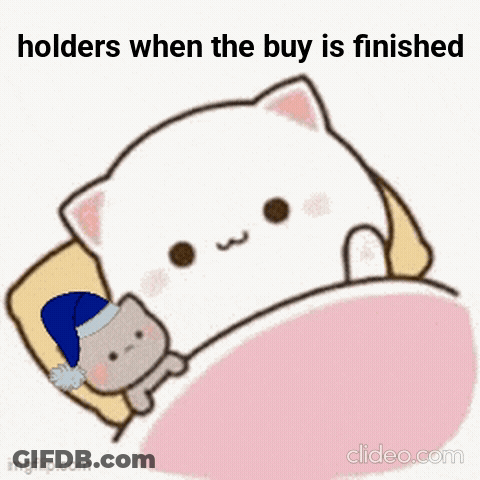 A Cartoon Cat Wearing A Santa Hat Is Laying In A Bed With The Words Holders When The Buy Is Finished Below It . GIF